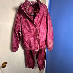 Frogg Toggs Pink Rain Suit Jacket and Pants Set Women Large FT1052-15 Reflective
